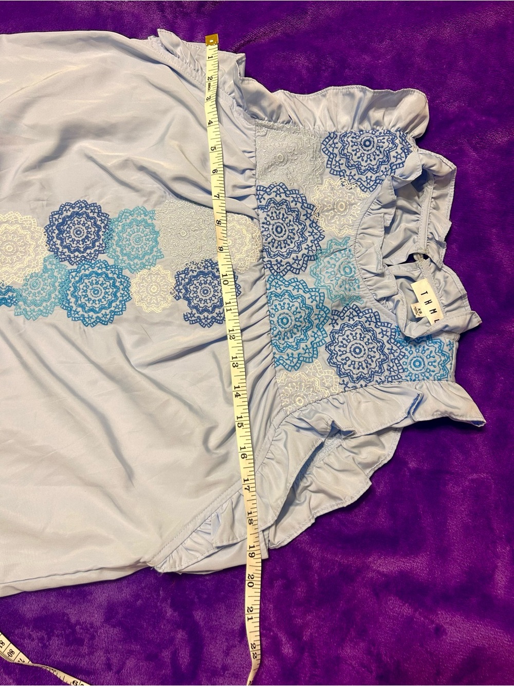 THML Light Blue Embroidered Ruffle Tunic - Picture 4 of 5